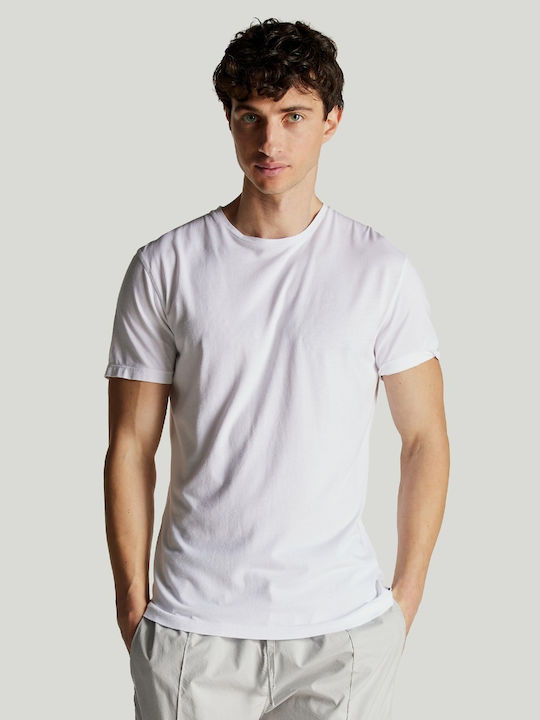 Dirty Laundry Curved Hem T-shirt Bărbătesc cu Mânecă Scurtă White
