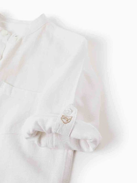 Kids Shirt Long Sleeve Linen White