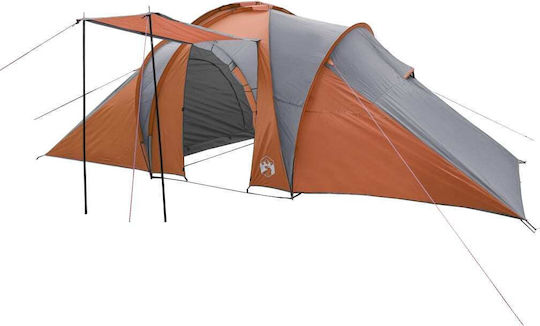 vidaXL Summer Camping Tunnel Tent Orange for 6 People 576x238x150cm
