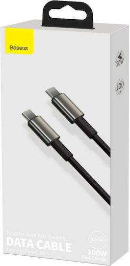 Baseus Tungsten USB 2.0 Кабел USB-C Мъжки - USB-C 100W PD Черен 1m CATWJ-01