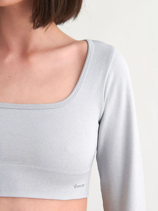 SugarFree Women's Athletic Blouse Long Sleeve Gray