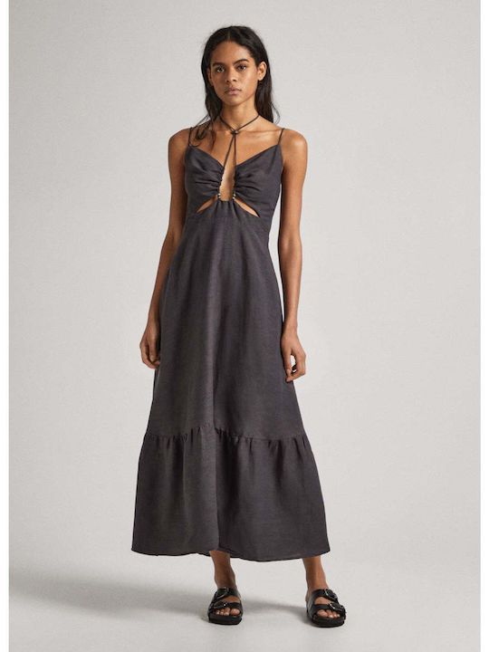 Pepe Jeans Dress Καλοκαιρινό Midi Φόρεμα Γκρι