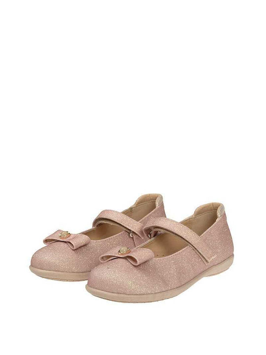 Scarpy Kids Leather Ballerinas with Hoop & Loop Closure Pink