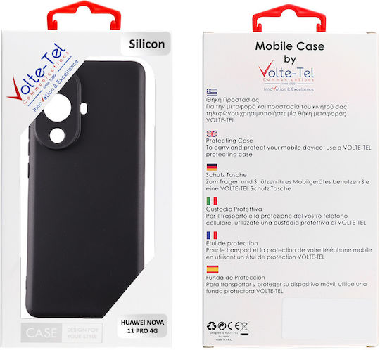 Volte-Tel Silikon Umschlag Rückseite mit Nackenriemen Schwarz Huawei Nova 11 Pro