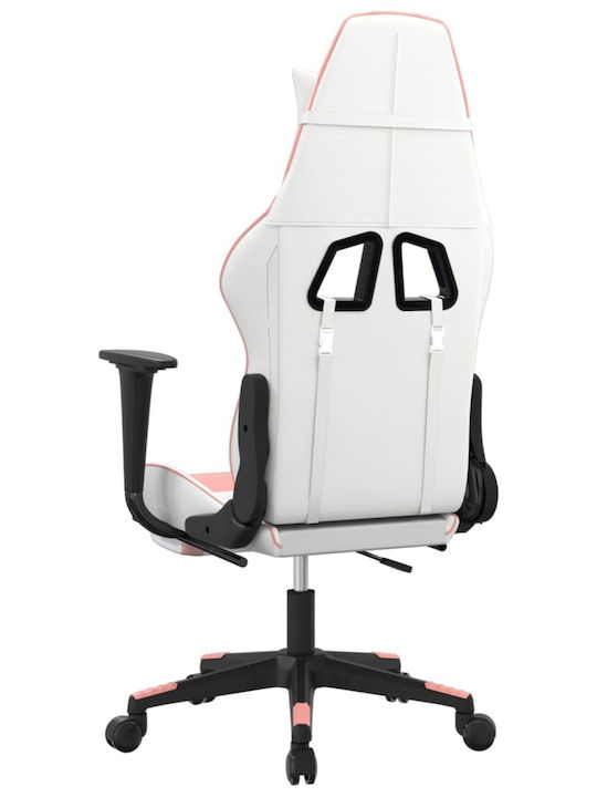vidaXL 3143696 Scaun Gaming Din piele ecologică cu Brațe Reglabile White / Pink