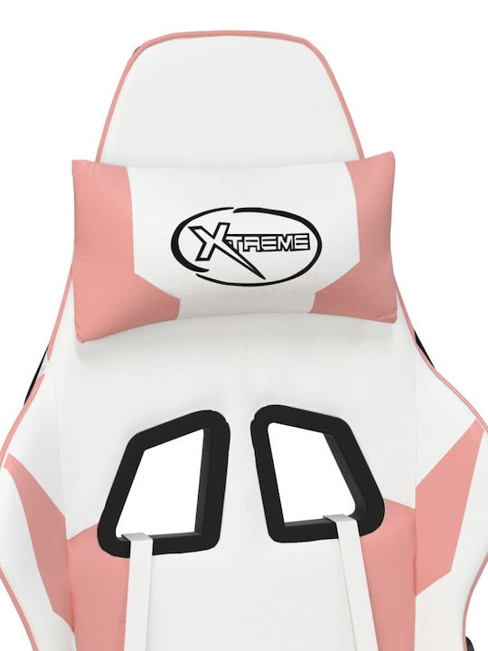 vidaXL 3143696 Scaun Gaming Din piele ecologică cu Brațe Reglabile White / Pink