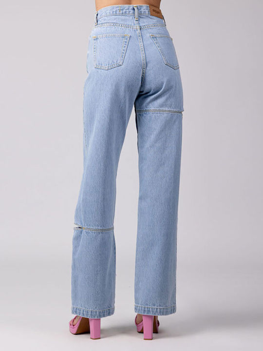 Sac & Co Women's High Waist Denim Trousers Blue