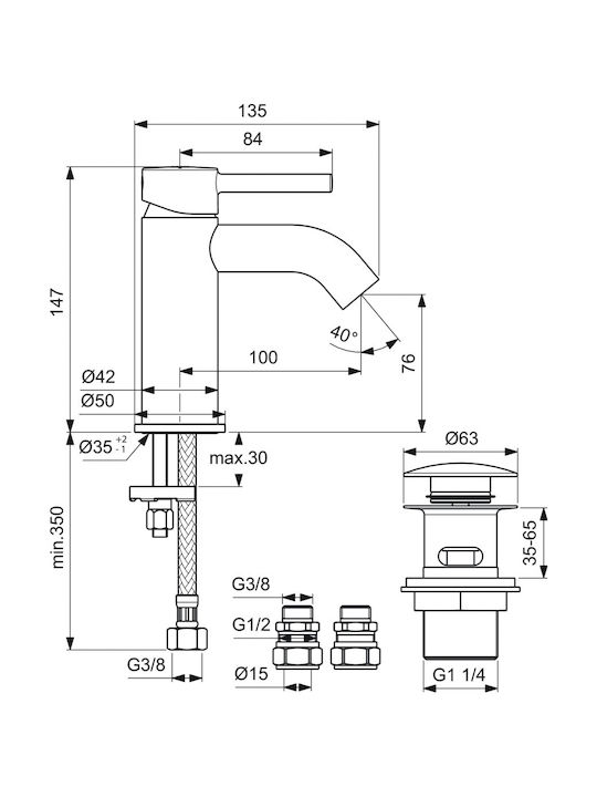 Ideal Standard Standard Ceraline Mixing Sink Faucet Silver