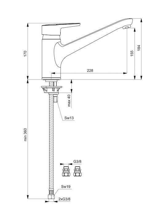 Ideal Standard Connect Πάγκου Ασημί