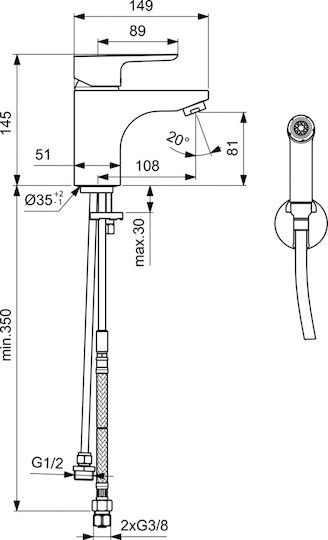 Ideal Standard Telefon de duș cu întrerupător de oprire a fluxului Ideal Standard Telefon de duș cu întrerupător de oprire a fluxului