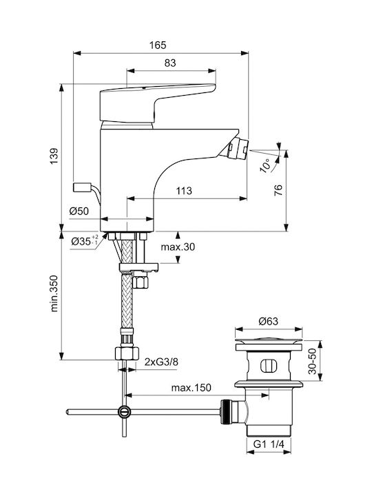 Ideal Standard Connect Μπαταρία Μπιντέ