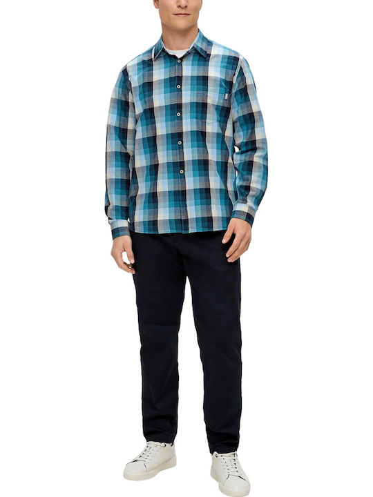Red Label Long-sleeved Shirt Checked Blue