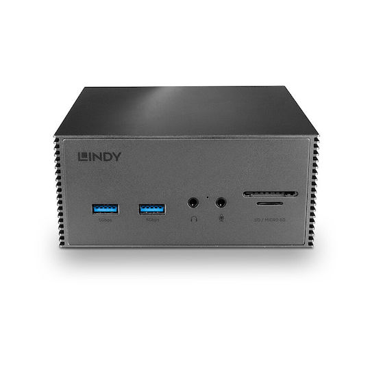 Lindy USB-C Docking Station with HDMI/DisplayPort 4K PD Ethernet and Support for 2 Monitors Black (43378)