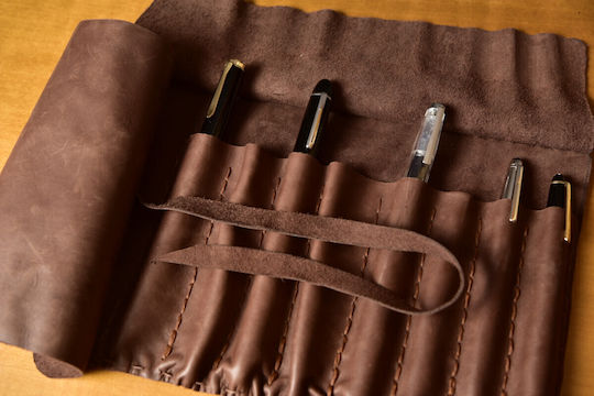Leather Pen Holder Suitable for 9 Pens Multicolour