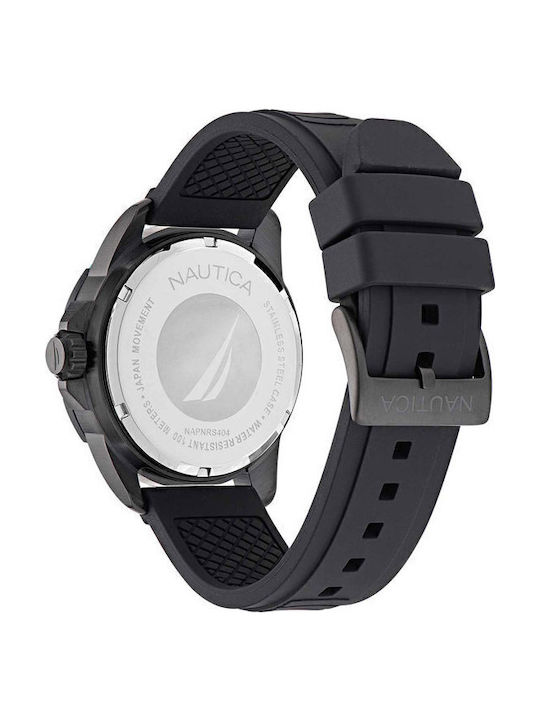 Nautica Ανδρικό Ρολόι 44mm Μπαταρίας με Μαύρο Καουτσούκ Λουράκι