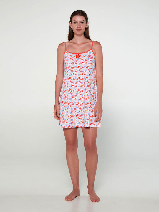 Vamp Summer Cotton Women's Nightdress Coral Berry