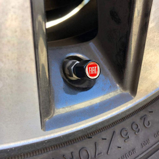 Ventilkappen für Autoreifen mit Logo Fiat Schwarz 5Stück