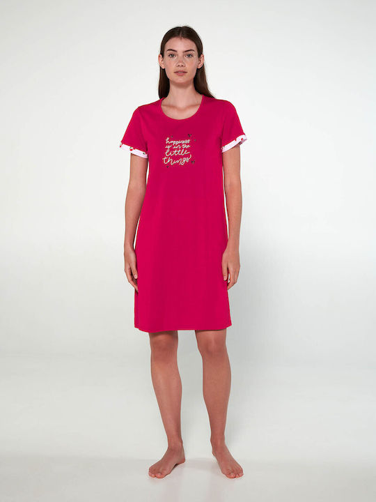 Vamp Winter Cotton Women's Nightdress Pink Blossom