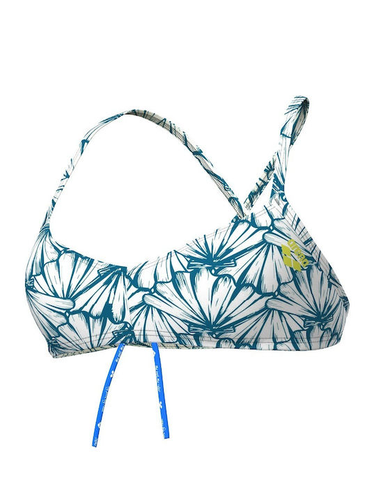 Sports Bra Bikini Top 103 - White Multi-yellow Star