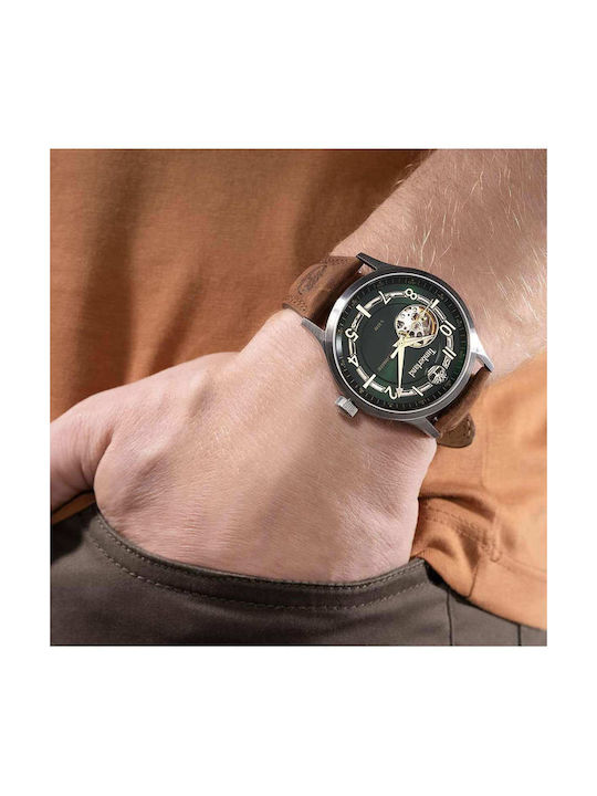 Timberland Watch Automatic with Brown Leather Strap