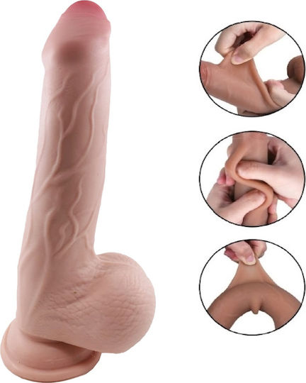 Passion Labs Oliv Διπλό Dildo με Όρχεις Flesh