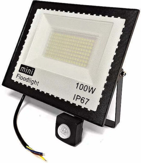 Lumini De Inundație Cu Led-uri Solar Etanș 100W Alb Rece 6500K Cu Senzor De Mișcare IP67