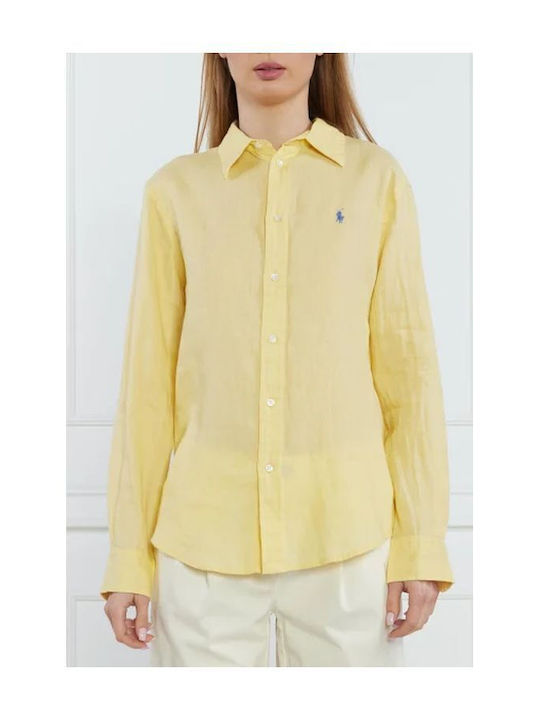 Ralph Lauren Women's Linen Long Sleeve Shirt Yellow