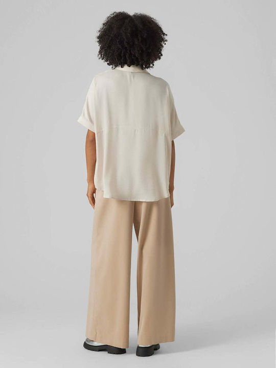 Vero Moda Women's Short Sleeve Shirt Beige