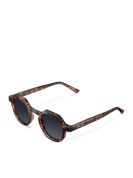 Meller Hasan Unisex Sunglasses with Black Horn-Rimmed Frame and Black Polarized Lens