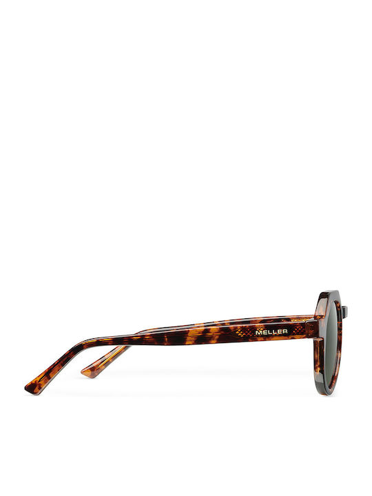 Meller Hasan Unisex Sunglasses with Black Horn-Rimmed Frame and Black Polarized Lens