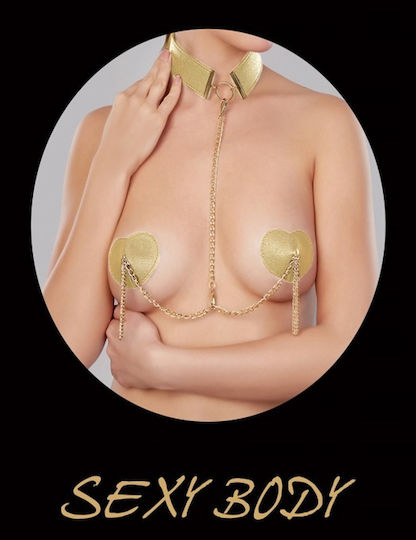 STD Sexy Hearties Nipple Covers Collar in Gold Color