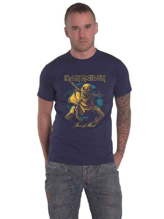 Rock Off T-shirt Eiserne Jungfrau Marineblau Baumwoll-