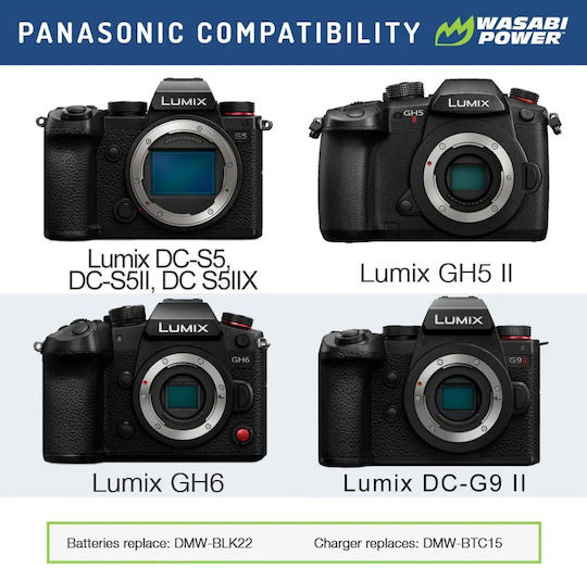 Wasabi Διπλός Φορτιστής Μπαταρίας Συμβατός με Panasonic 610074886587