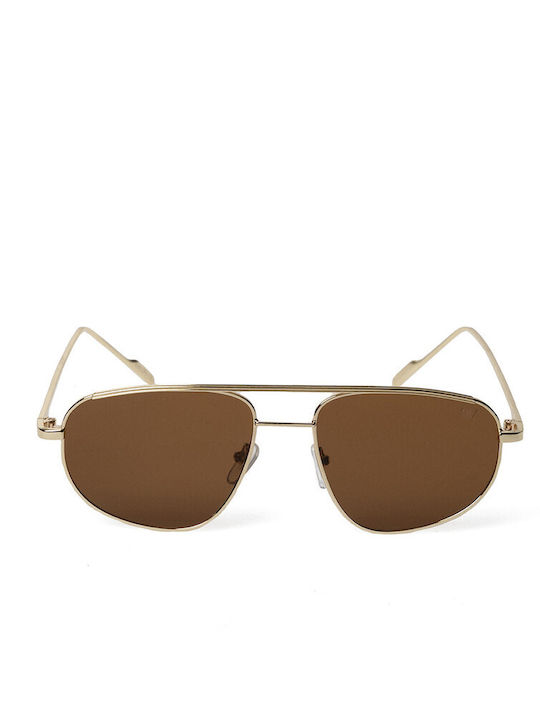 AV Sunglasses Evelyn Sunglasses with Gold Metal Frame and Brown Polarized Lens Brown-UV400