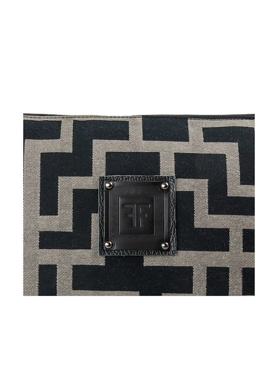Υφασμάτινη Γυναικεία Τσάντα Ώμου Black / Taupe