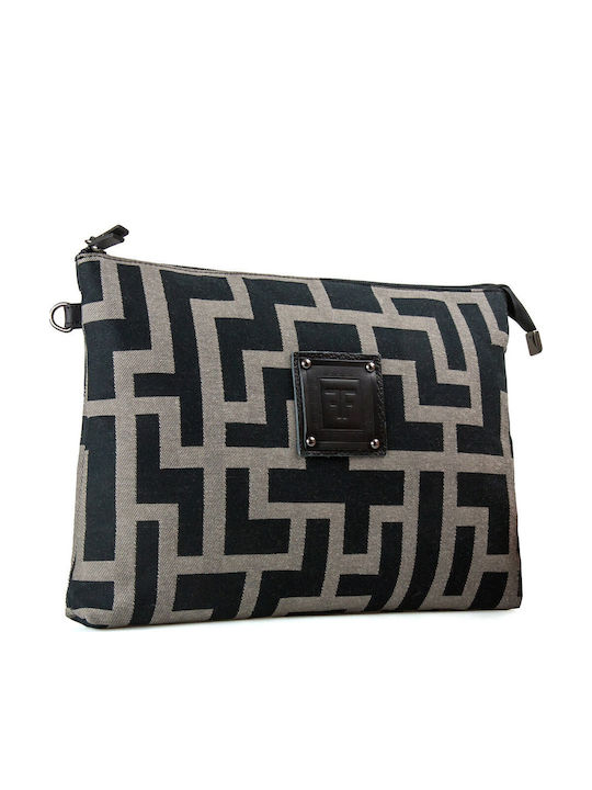 Υφασμάτινη Γυναικεία Τσάντα Ώμου Black / Taupe