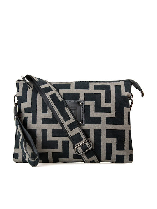 Υφασμάτινη Γυναικεία Τσάντα Ώμου Black / Taupe