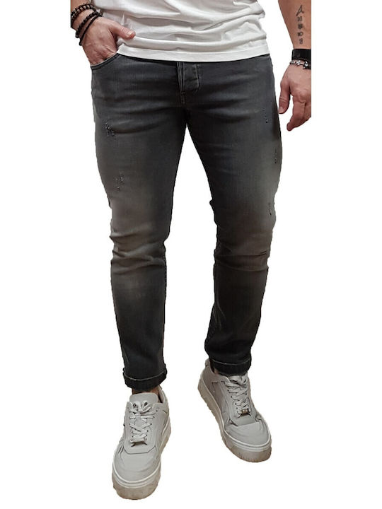 Ανδρικό Παντελόνι Τζιν Ελαστικό με Skinny Εφαρμογή Γκρι