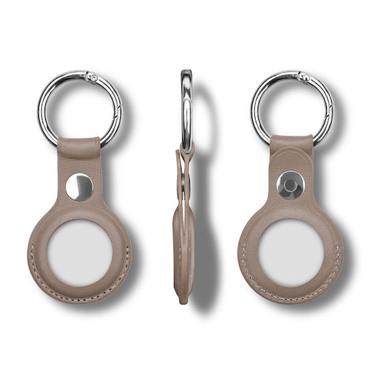 Hurtel Keychain Case Artifcial Leather for AirTag in Brown color