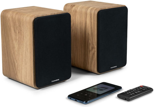 Thomson WS602DUO Αυτοενισχυόμενα Ηχεία με Bluetooth 100W (Ζεύγος) Καφέ
