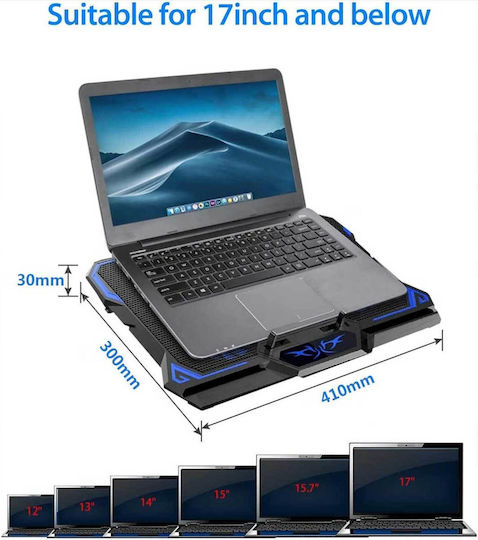 Liangstar ‎TSV9 Cooling Pad για Laptop έως 17" με 6 Ανεμιστήρες και Φωτισμό Γκρι