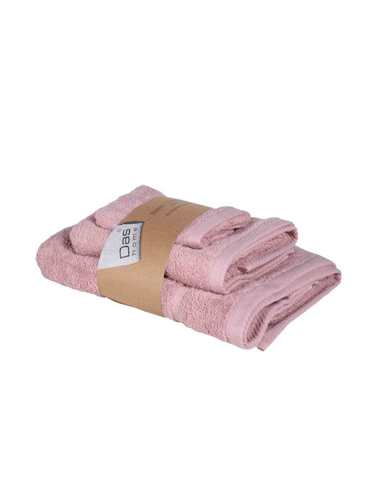 Das Home 3pc Bath Towel Set 0714 Pink Weight 480gr/m²