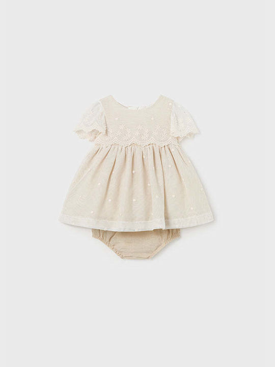 Mayoral Kids Dress Set with Accessories Tulle beige