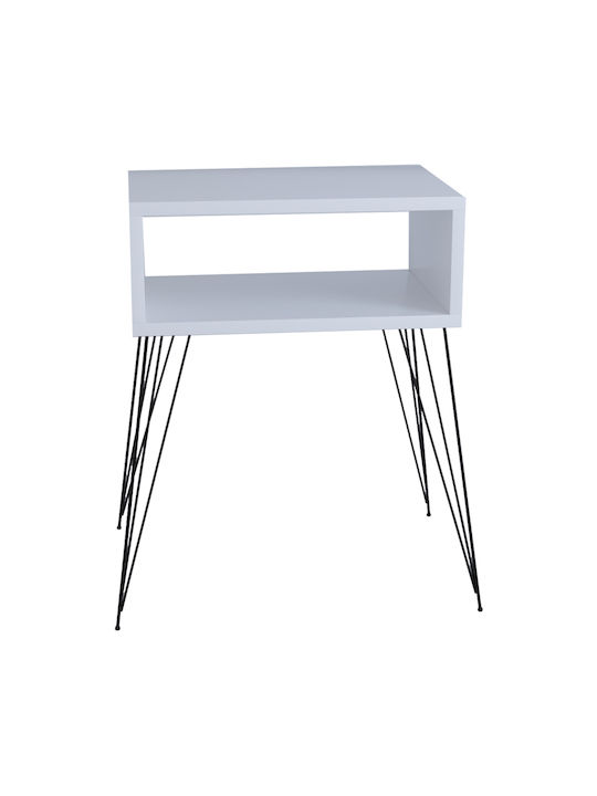 Naida Wooden Bedside Table White 45x30x59cm