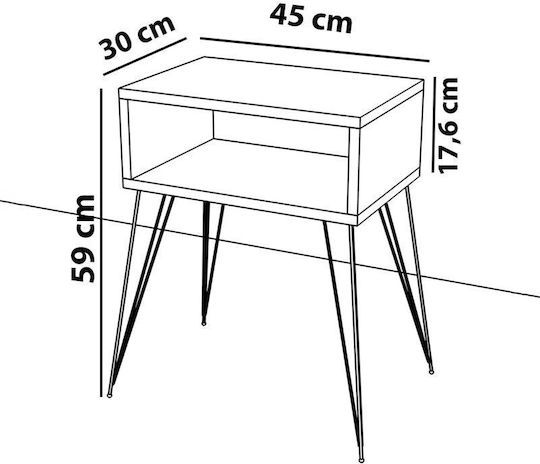 Nachttisch Naida Schwarz 45x30x59cm