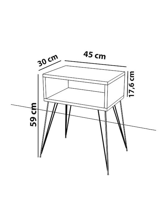 Naida Wooden Bedside Table White 45x30x59cm