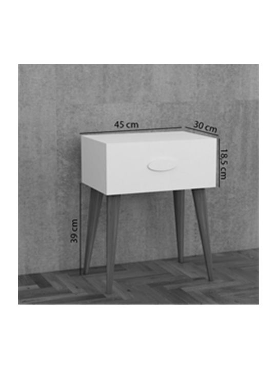 Κομοδίνο Laber Ξύλινο Λευκό 45x30x57.5cm