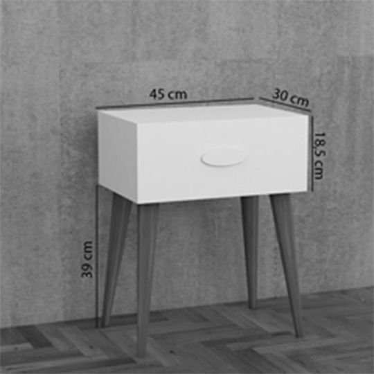 Bedside Table Laber Wooden White 45x30x57.5cm