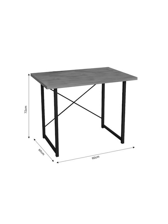 Desk Ustando Wooden Charcoal with Metal Legs 90x60x72cm