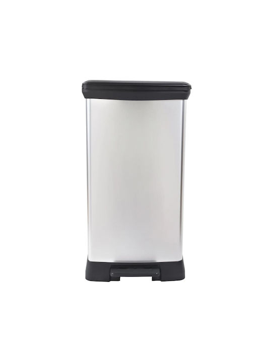 Curver Metallic Waste Bin with Pedal Silver 50L